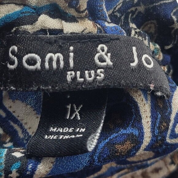Sami & Jo Shirt Womens 1X Multicolor Pullover Blouse Boho Career Vacation - Picture 6 of 8